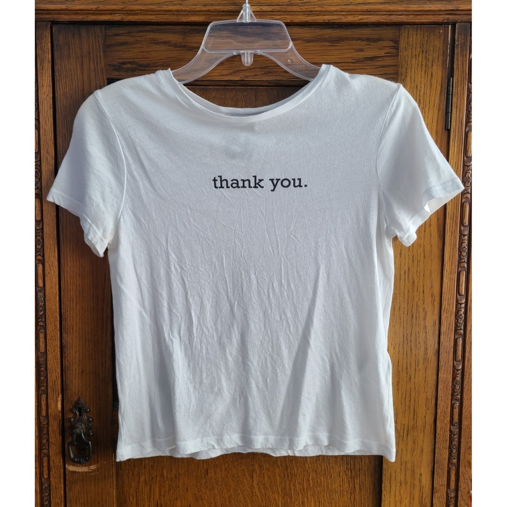 Cicely "Thank You" Tee Shirt‎ Alice + Olivia Staceface Crewneck Short Sleeve